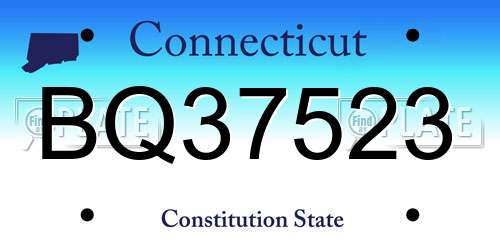 BQ37523 Connecticut License Plate