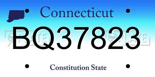 BQ37823 Connecticut License Plate