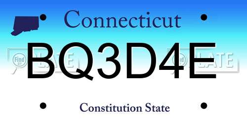 BQ3D4E Connecticut License Plate