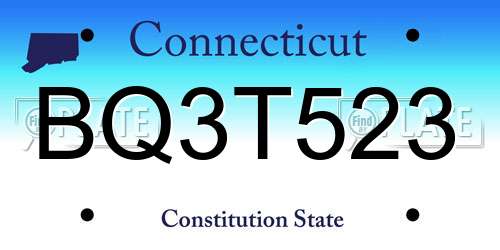 BQ3T523 Connecticut License Plate