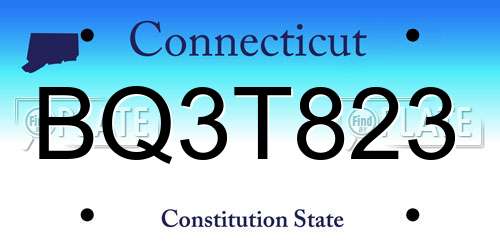 BQ3T823 Connecticut License Plate