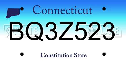 BQ3Z523 Connecticut License Plate