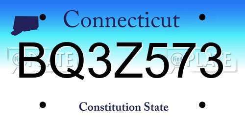 BQ3Z573 Connecticut License Plate