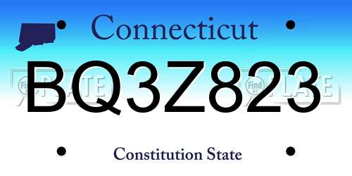 BQ3Z823 Connecticut License Plate
