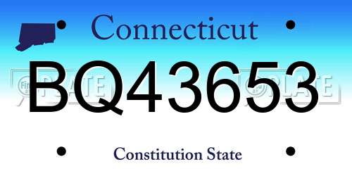 BQ43653 Connecticut License Plate