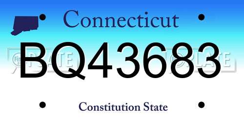 BQ43683 Connecticut License Plate