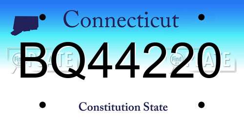 BQ44220 Connecticut License Plate