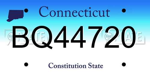 BQ44720 Connecticut License Plate