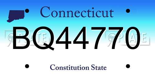BQ44770 Connecticut License Plate