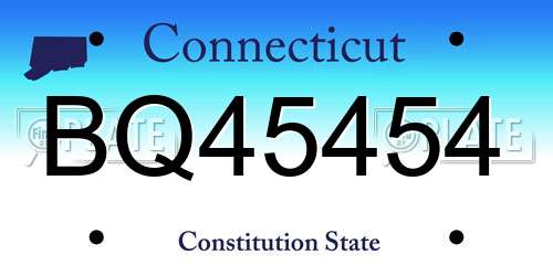 BQ45454 Connecticut License Plate