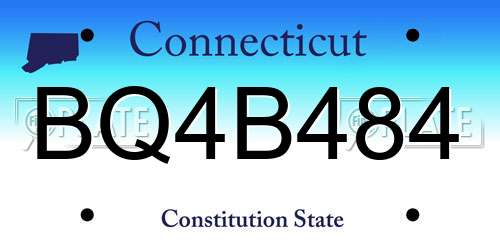 BQ4B484 Connecticut License Plate