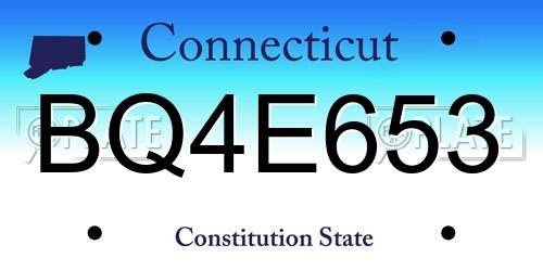 BQ4E653 Connecticut License Plate