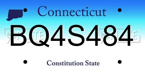 BQ4S484 Connecticut License Plate