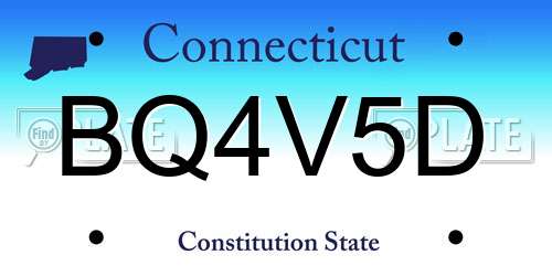 BQ4V5D Connecticut License Plate