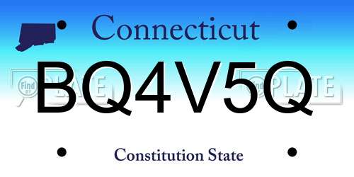 BQ4V5Q Connecticut License Plate