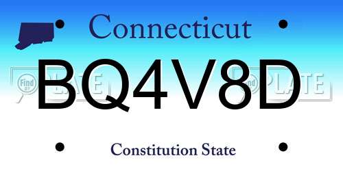 BQ4V8D Connecticut License Plate