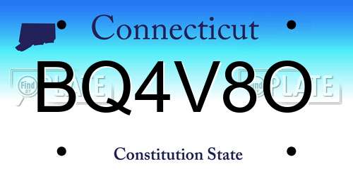 BQ4V8O Connecticut License Plate