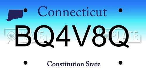 BQ4V8Q Connecticut License Plate