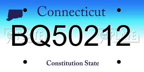 BQ50212 Connecticut License Plate