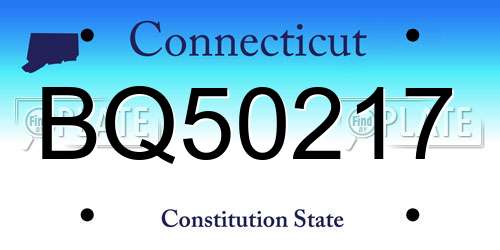 BQ50217 Connecticut License Plate