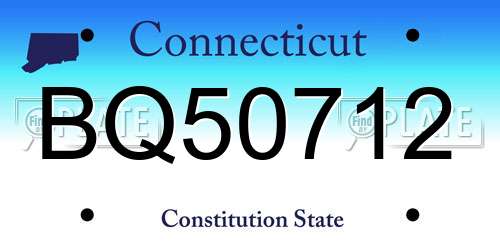 BQ50712 Connecticut License Plate