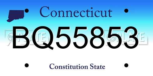 BQ55853 Connecticut License Plate