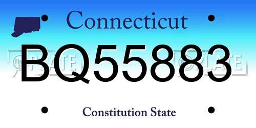 BQ55883 Connecticut License Plate