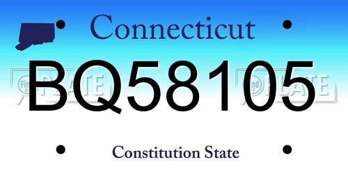 BQ58105 Connecticut License Plate