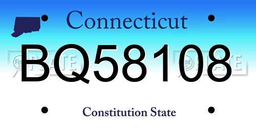BQ58108 Connecticut License Plate