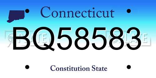 BQ58583 Connecticut License Plate