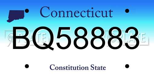 BQ58883 Connecticut License Plate