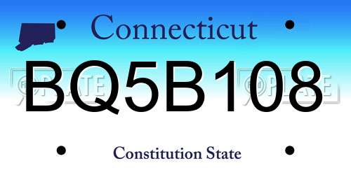 BQ5B108 Connecticut License Plate