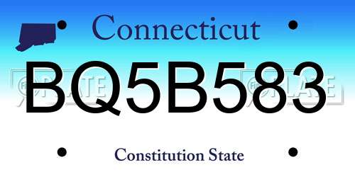 BQ5B583 Connecticut License Plate