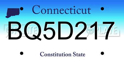 BQ5D217 Connecticut License Plate