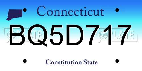 BQ5D717 Connecticut License Plate