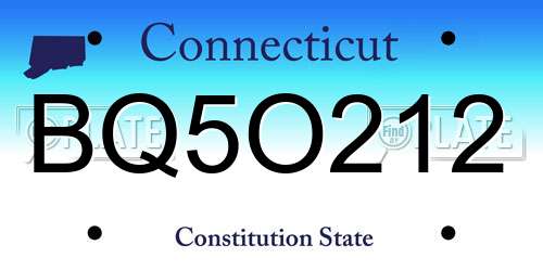BQ5O212 Connecticut License Plate
