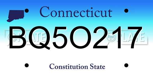 BQ5O217 Connecticut License Plate