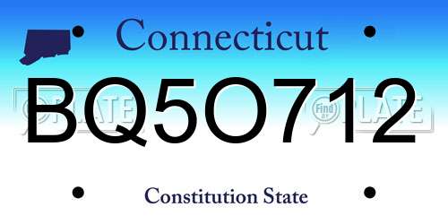 BQ5O712 Connecticut License Plate