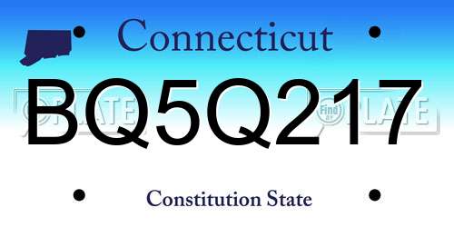 BQ5Q217 Connecticut License Plate