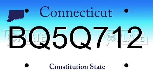 BQ5Q712 Connecticut License Plate