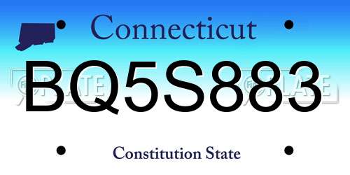 BQ5S883 Connecticut License Plate