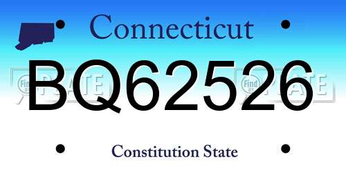BQ62526 Connecticut License Plate