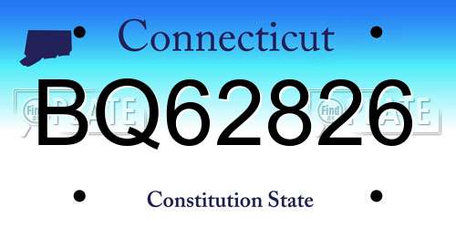 BQ62826 Connecticut License Plate