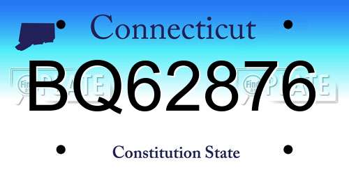 BQ62876 Connecticut License Plate