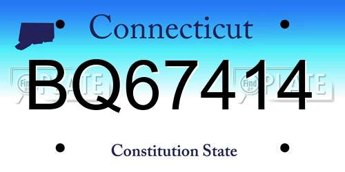 BQ67414 Connecticut License Plate