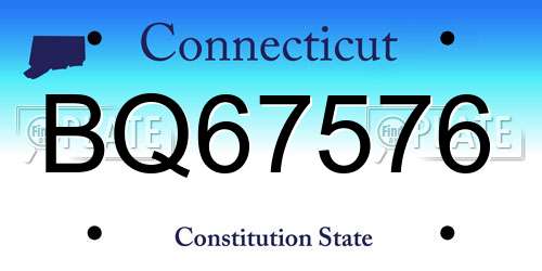 BQ67576 Connecticut License Plate