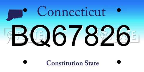 BQ67826 Connecticut License Plate