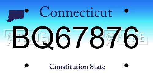 BQ67876 Connecticut License Plate