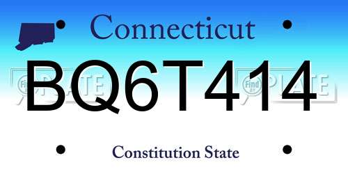 BQ6T414 Connecticut License Plate