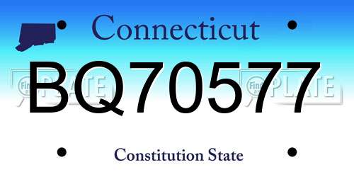 BQ70577 Connecticut License Plate